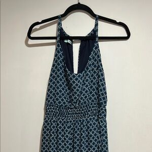 Maurices Blue and White Patterned Maxi Halter Dress
